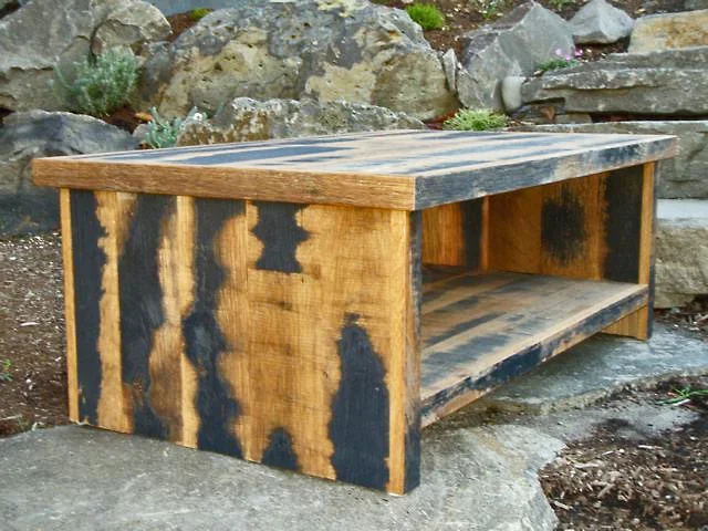 Black & Tan Reclaimed Oak Coffee Table - made to order, located in our West Coast show room.