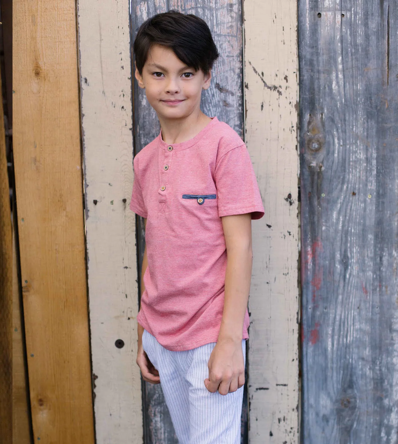 Red licorice mini stripe knit henley