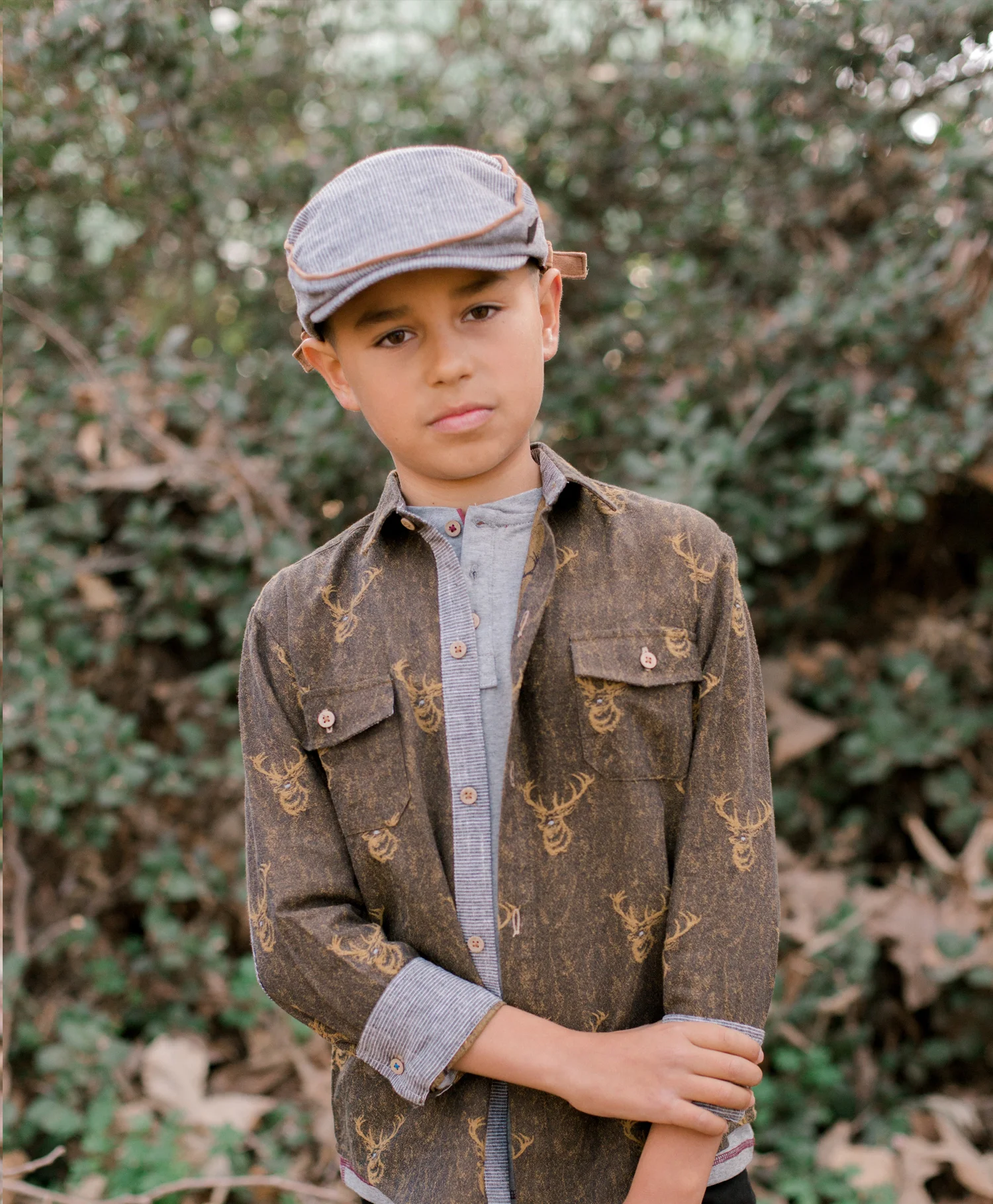 Elk Flocked Print Shirt 