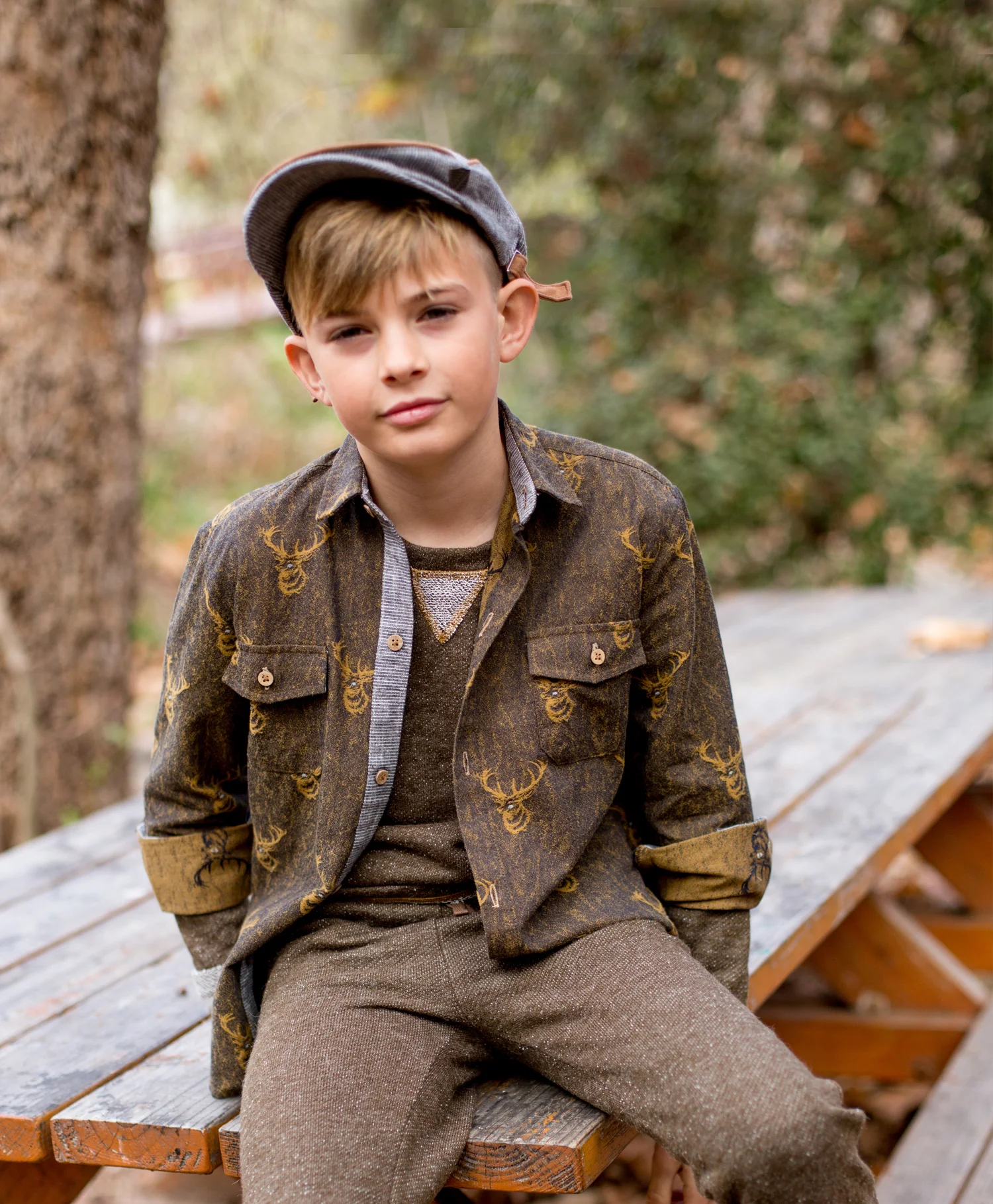 Elk Flocked Print Shirt 