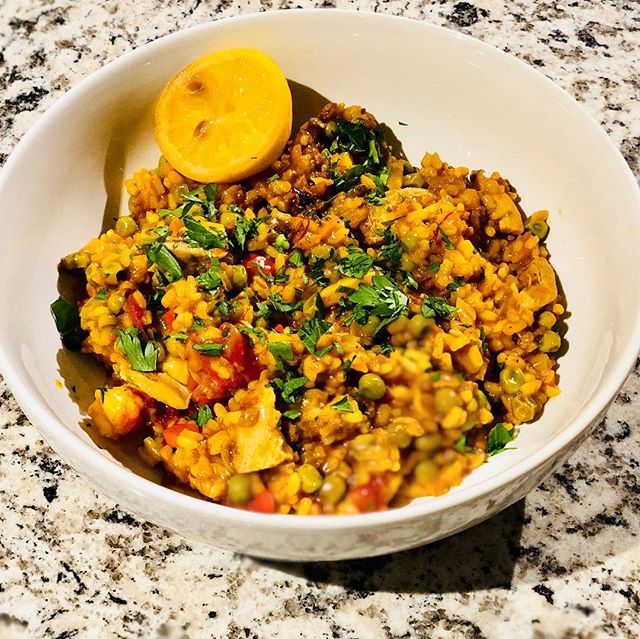 This shrimp, chicken thigh and chorizo paella is a labor of love. Open some wine or make some sangria, and chillax in the kitchen on a weekend afternoon. This dish is freaking fantastic. Recipe on the blog. jewtalian.com
.
.
.
#jewtalian #homecook #h
