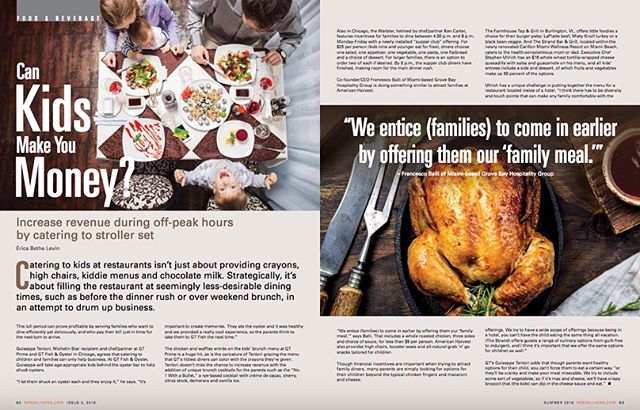 Restaurant Inc.&rsquo;s summer issue is out and I am thrilled to have written four articles covering topics that I love: #food, #chefs, #kids (how they can actually make you money for once) and #technology. This byline makes me seriously giddy. Congr