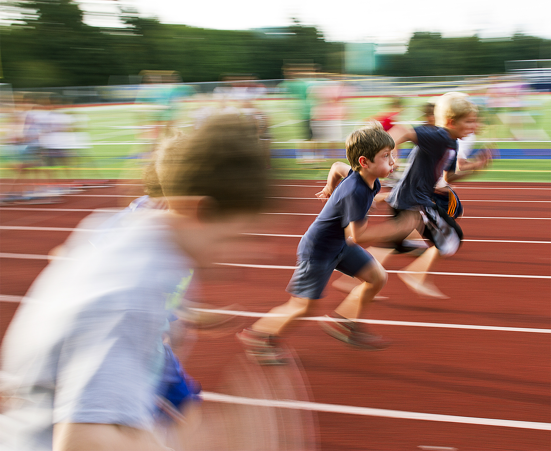 The speedy starting line at the Bainbridge Island Kiwanis All-Comers Track Meet. 