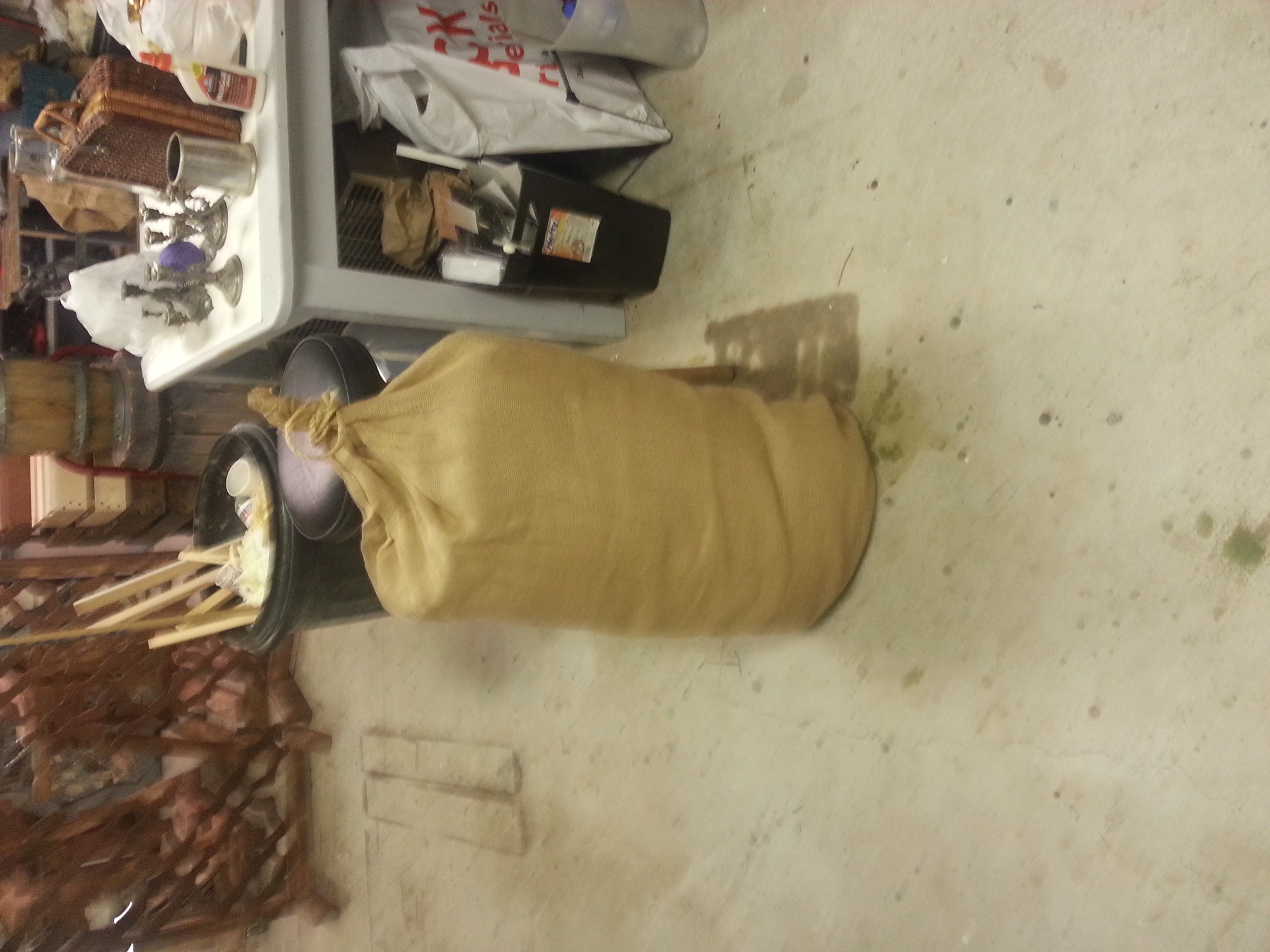 Burlap Sack Distress Painting