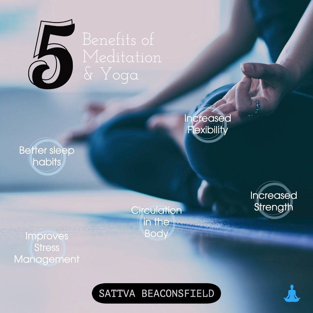 Just a few reminders as to why Yoga and Meditation can improve your day-to-day mindset and lifestyle✨ We know it&rsquo;s hard being at home, but staying consistent and putting yourself first is what we care about! Sattva Misses You 🙏🏼 #benefitsofyo