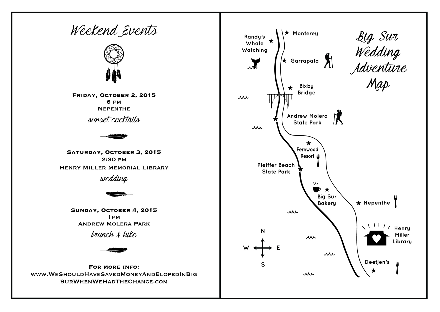 Wedding Invite Inserts - Events + Map