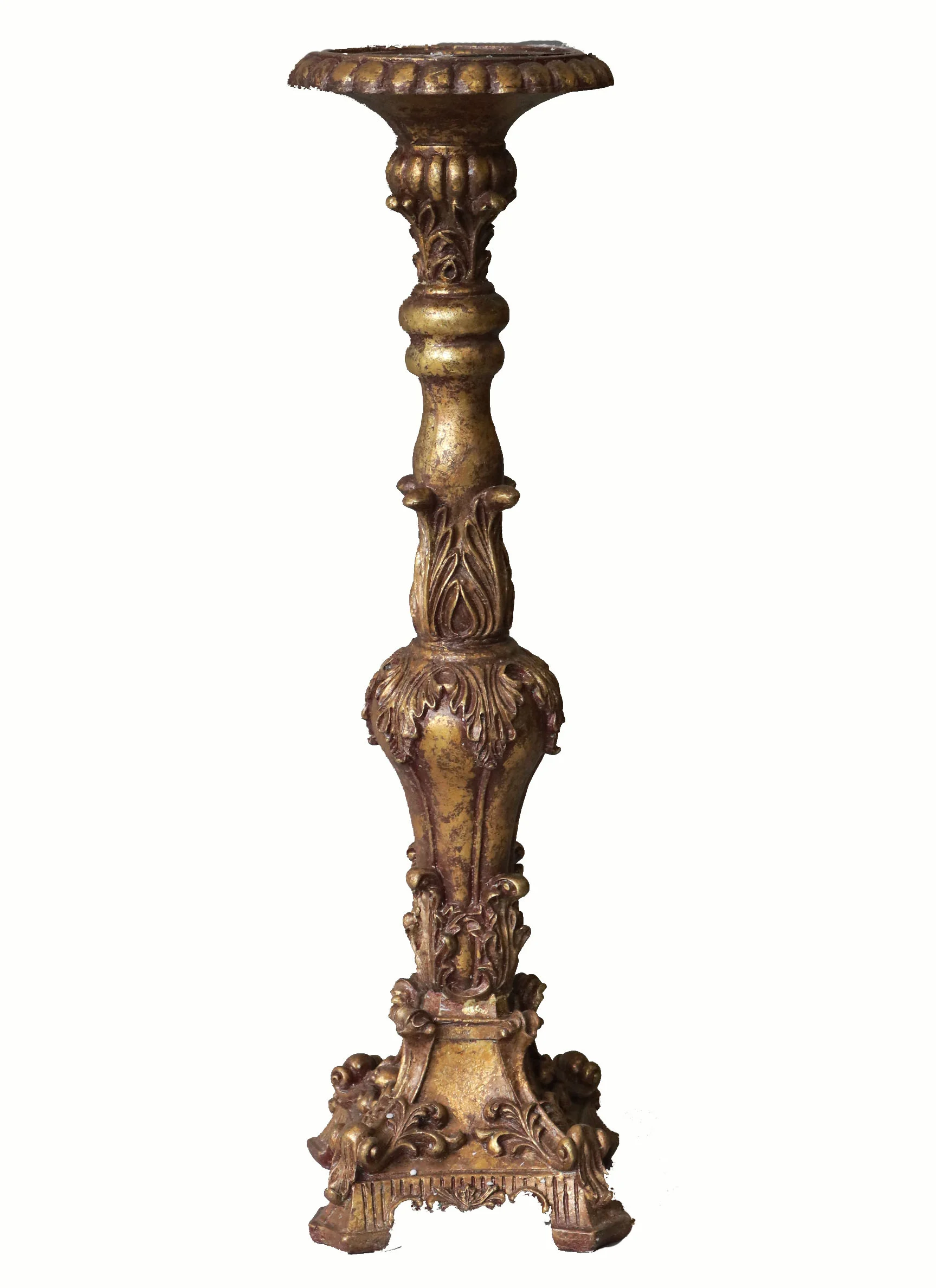 Gold Painted Wooden Candle Holder