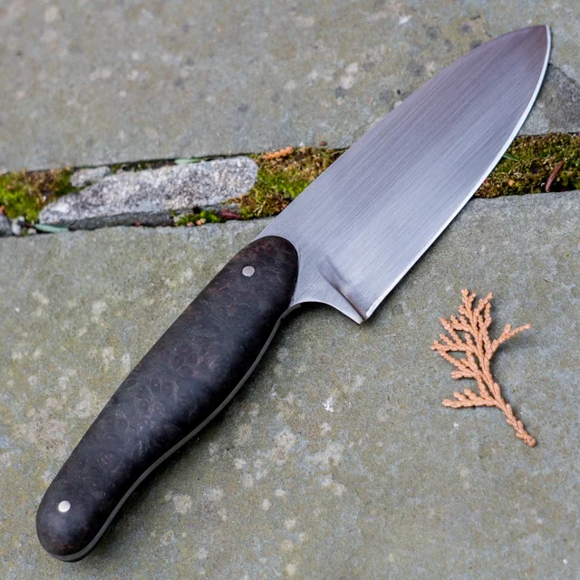 Chef Knife - Dyed Redwood Burl, 1095 High Carbon Steel
