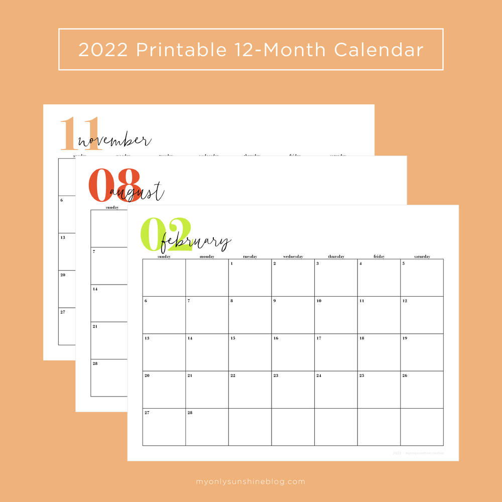 free 2021 printable calendars my only sunshine