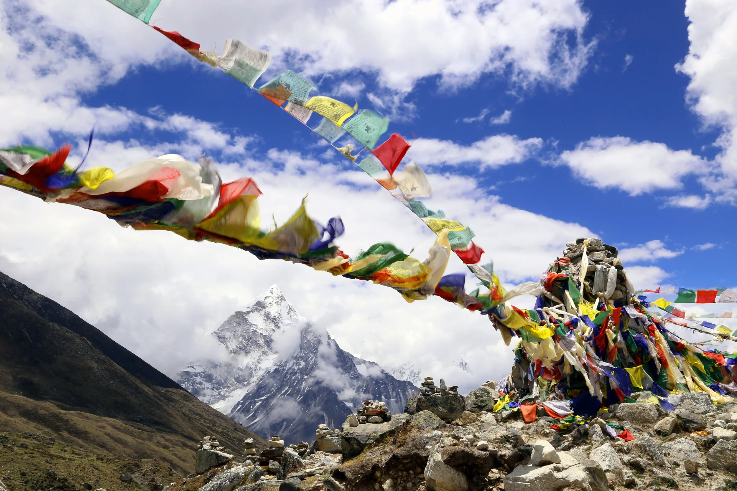 Flying Prayer Flags - Himalayan Region, Nepal