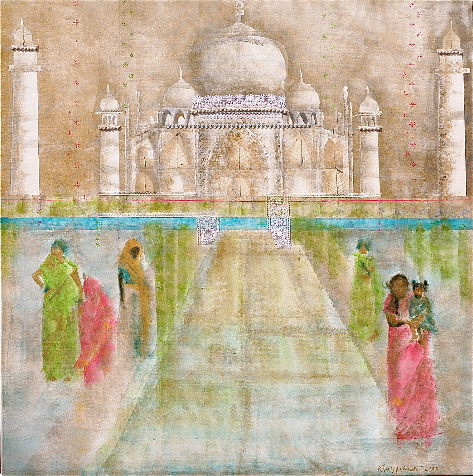 Tourists At The Taj 2008 120x120cm 
