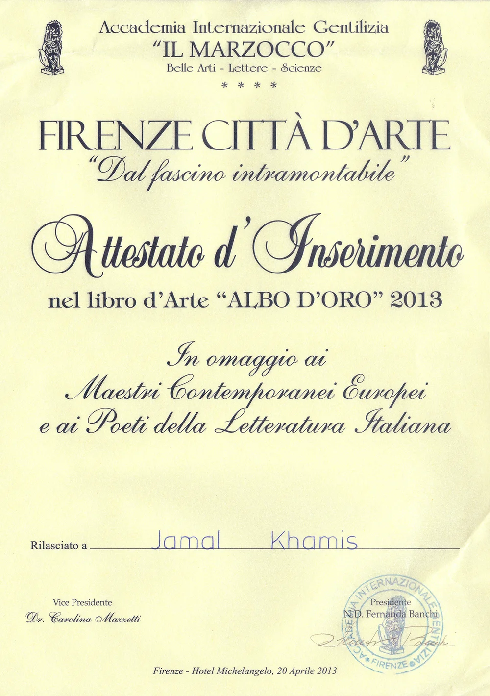Albo D'oro 2013 award