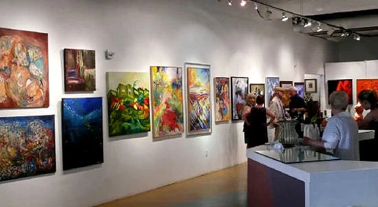 Visitors inside the Southern Nevada Museum for Fine Art International Contemporary Masters IV exhibition