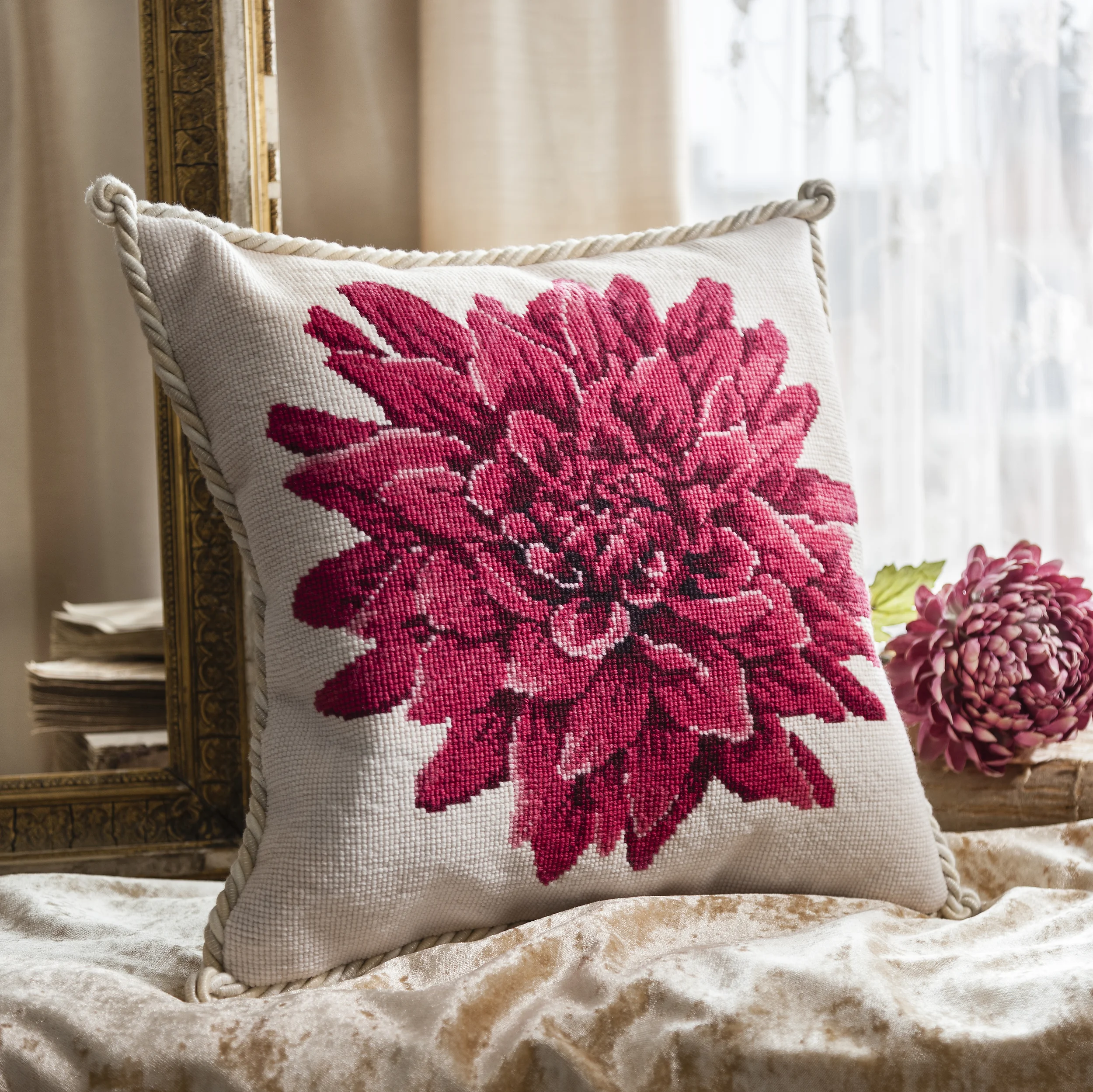 Dahlia Cream Cushion - Blooms.jpg