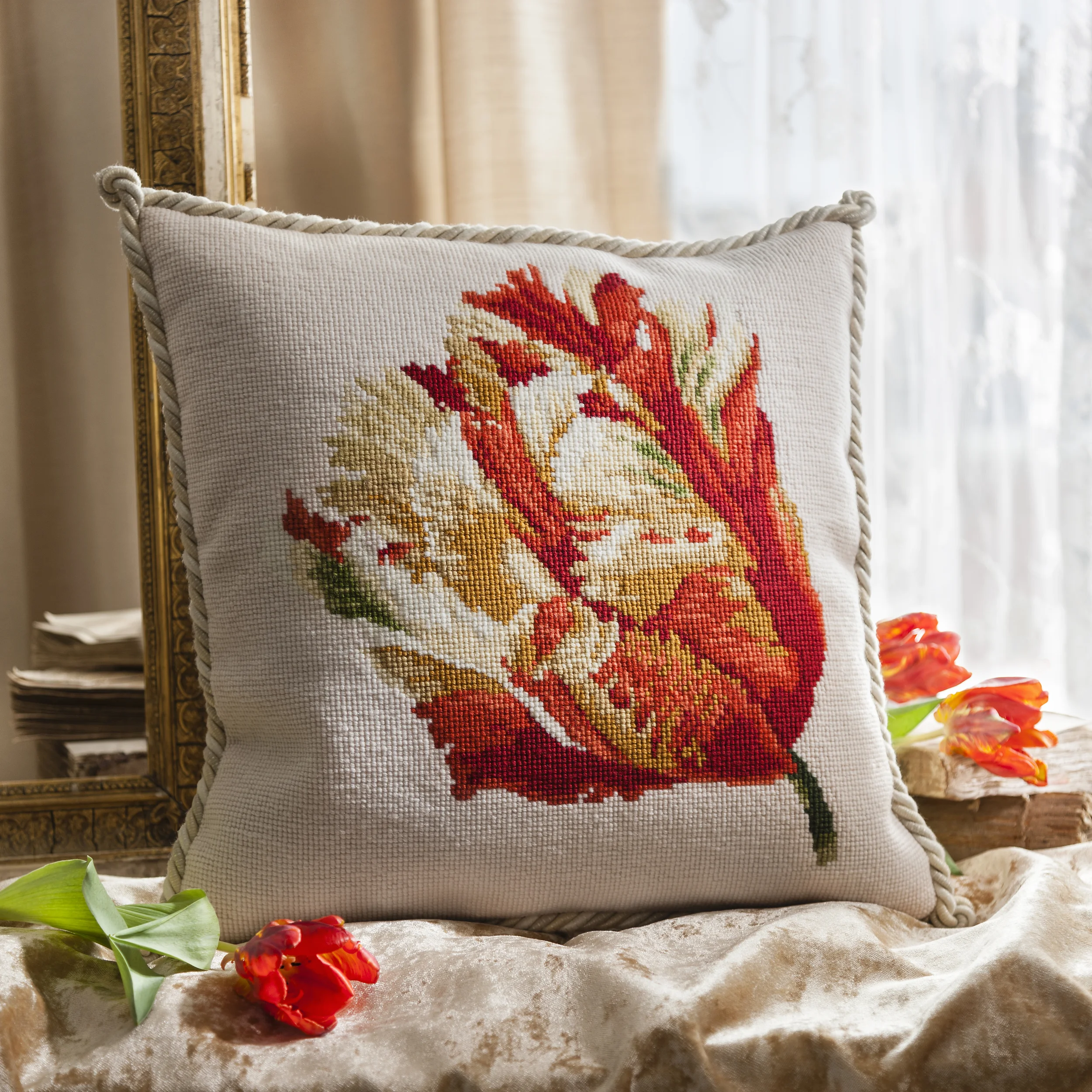 Parrot Tulip Cream Cushion - Blooms.jpg
