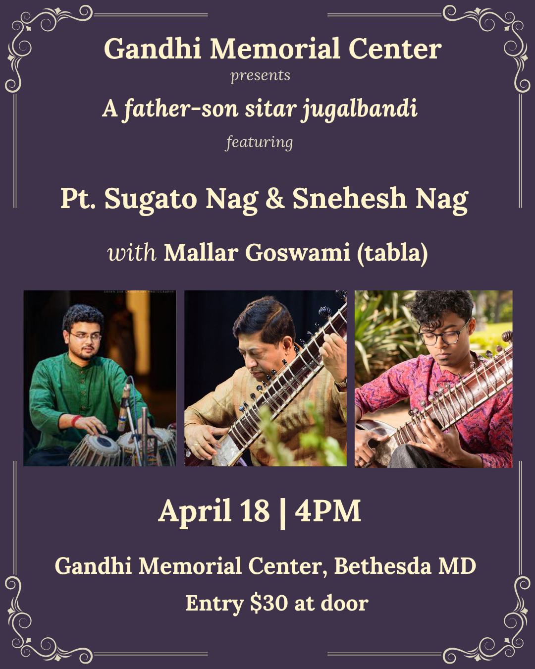 Sitar Duo with Father and Son: Sugato and Snehesh Nag