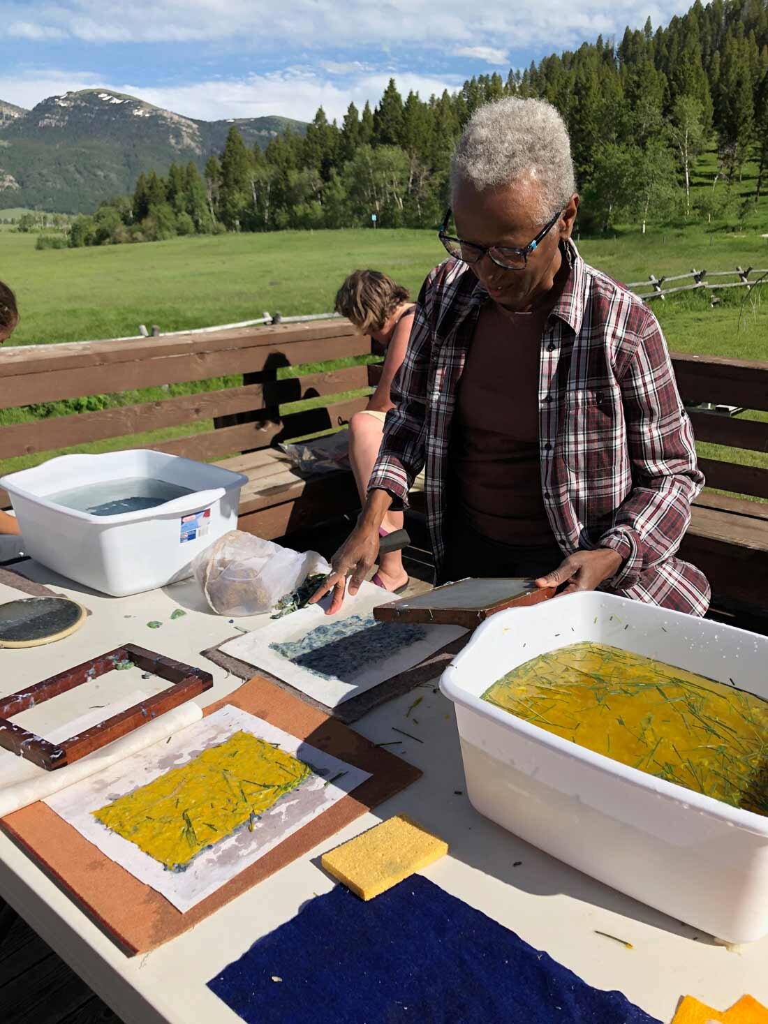 Megan Singleton “Participants learned the preparation methods of collecting, cooking and beating fiber, followed by western sheet forming techniques.”