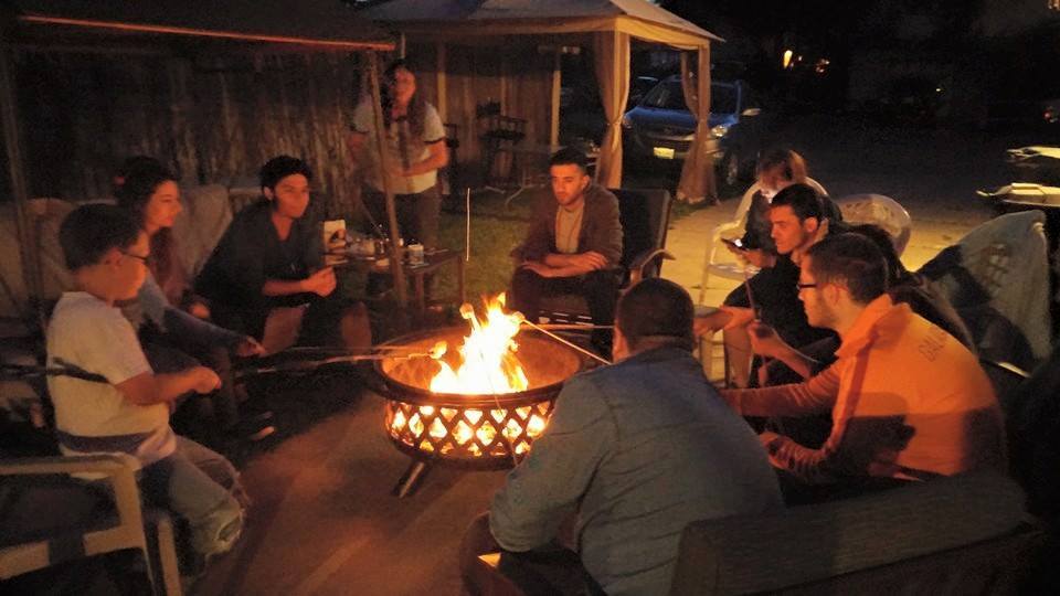 Turkish students at a cookout at their coordinator's home in Jackson, WY.