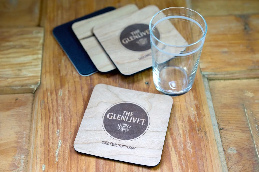 Cherry Wood Glenlivet Coasters