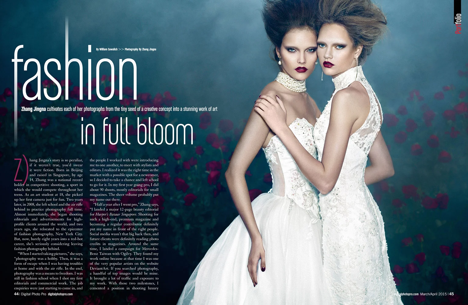 William Sawalich, " Zhang Jingna: Fashion In Full Bloom ", Digital Photo Pro Magazine, March/April, 2015, 44-50. (Cover)