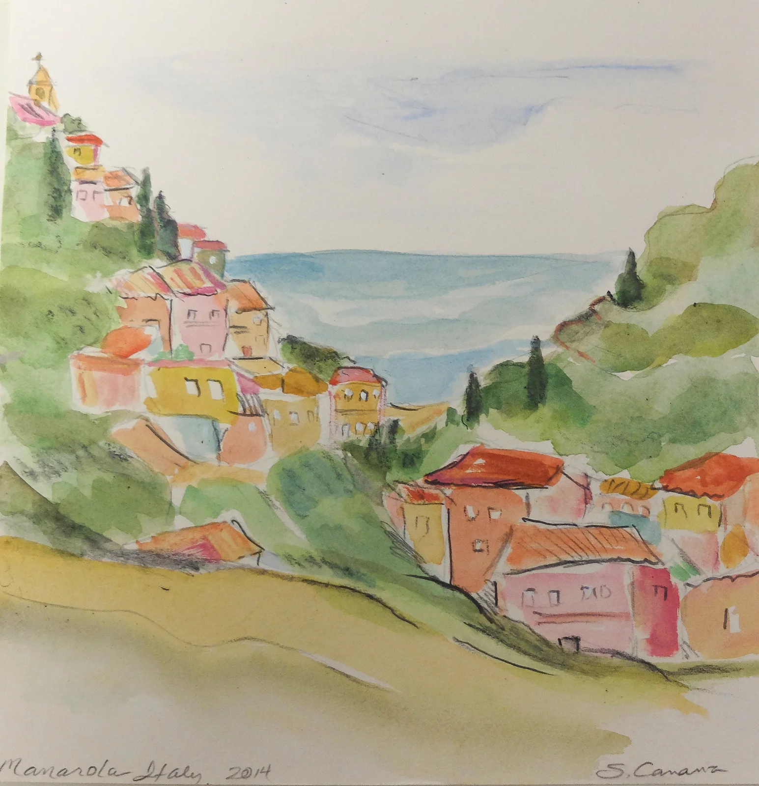 Manarola, gouache - $33