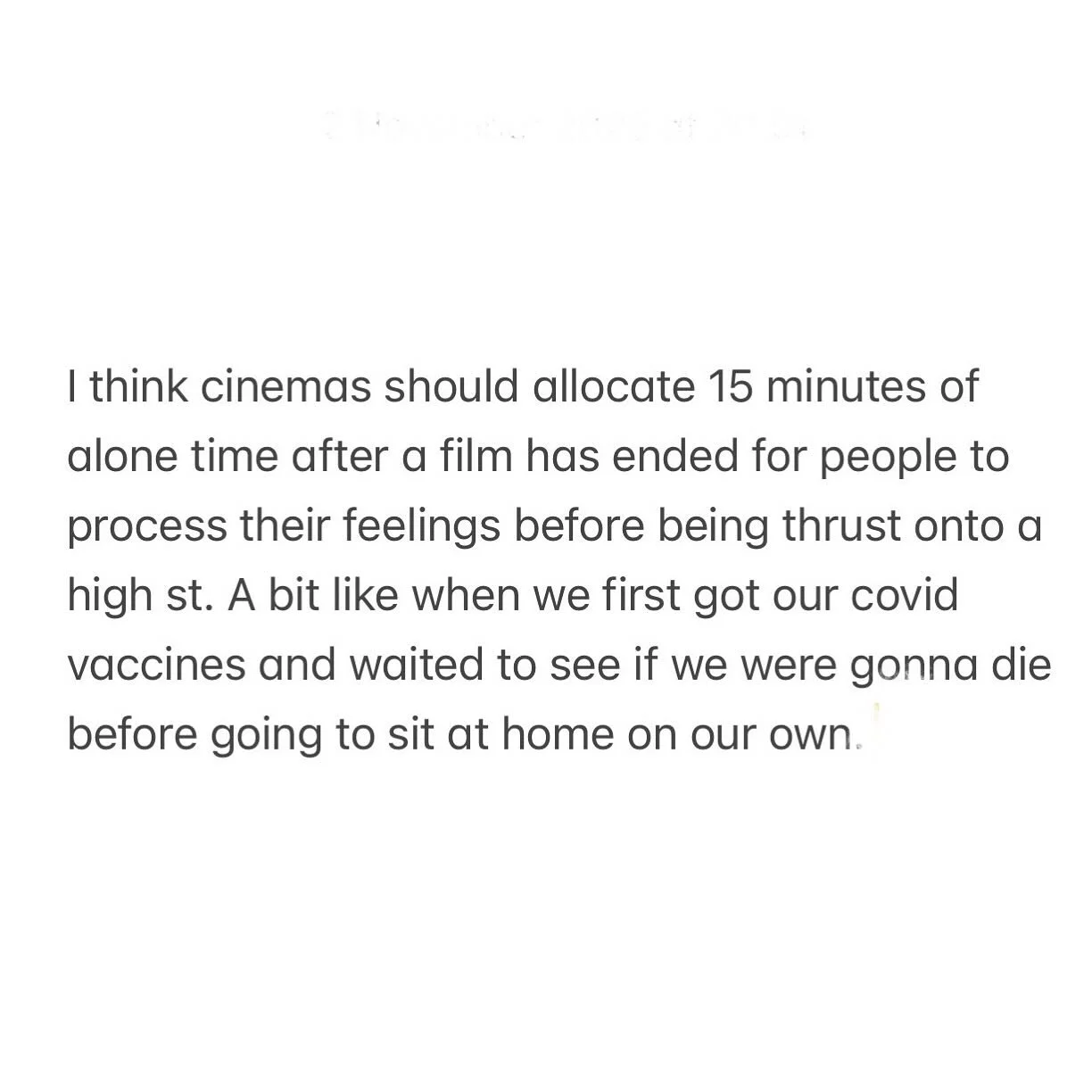 I love cinemas. I worked in one for a long time so I&rsquo;m used to sitting in them on my own and I don&rsquo;t want them to go #cinema