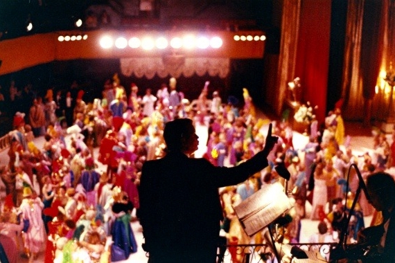 Jimmy Maxwell conducts a Mardi Gras Ball at the Municipal Auditorium