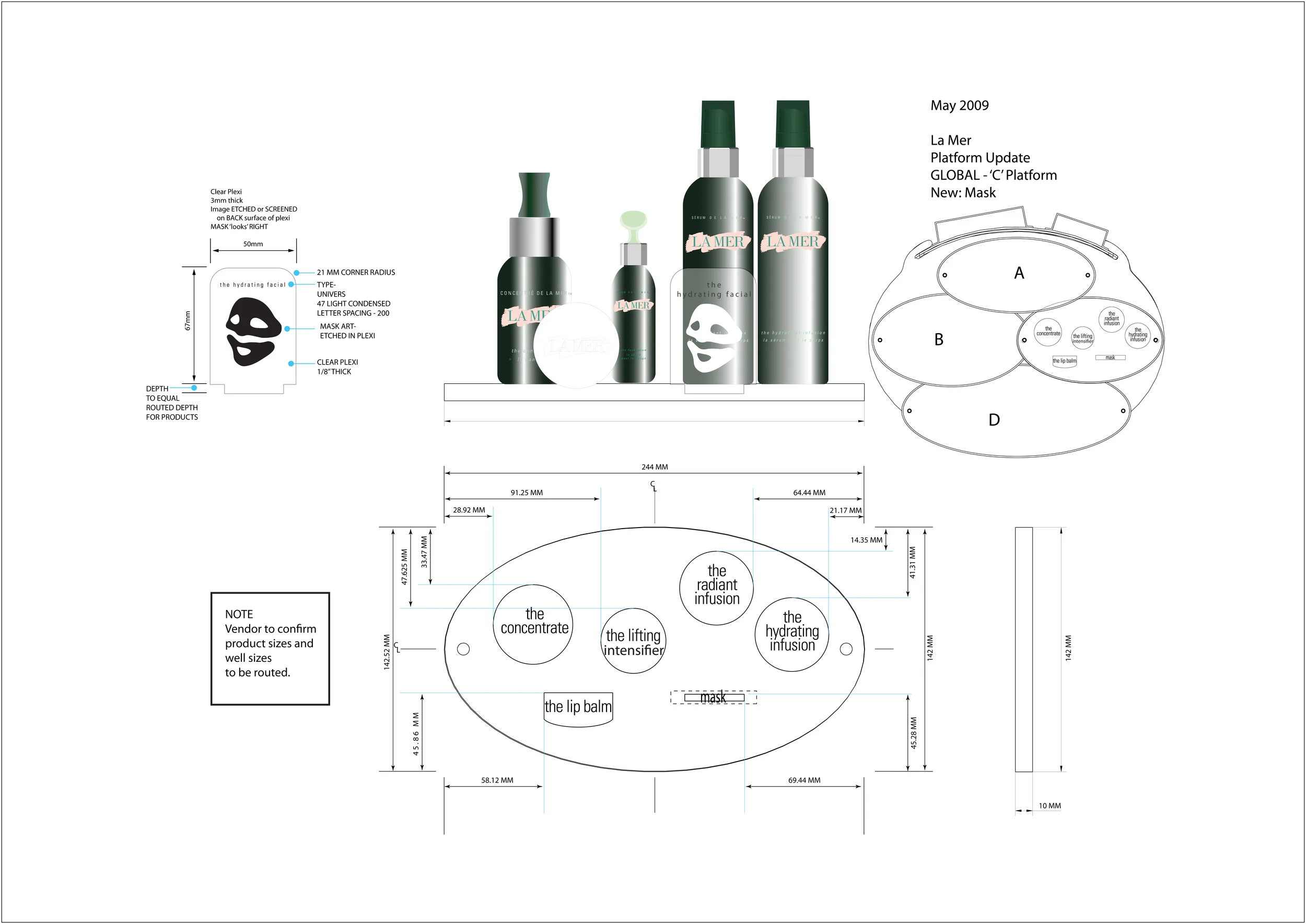   Layout, Design and Computer Renderings for ‘Info Sheet’ - La Mer      .  