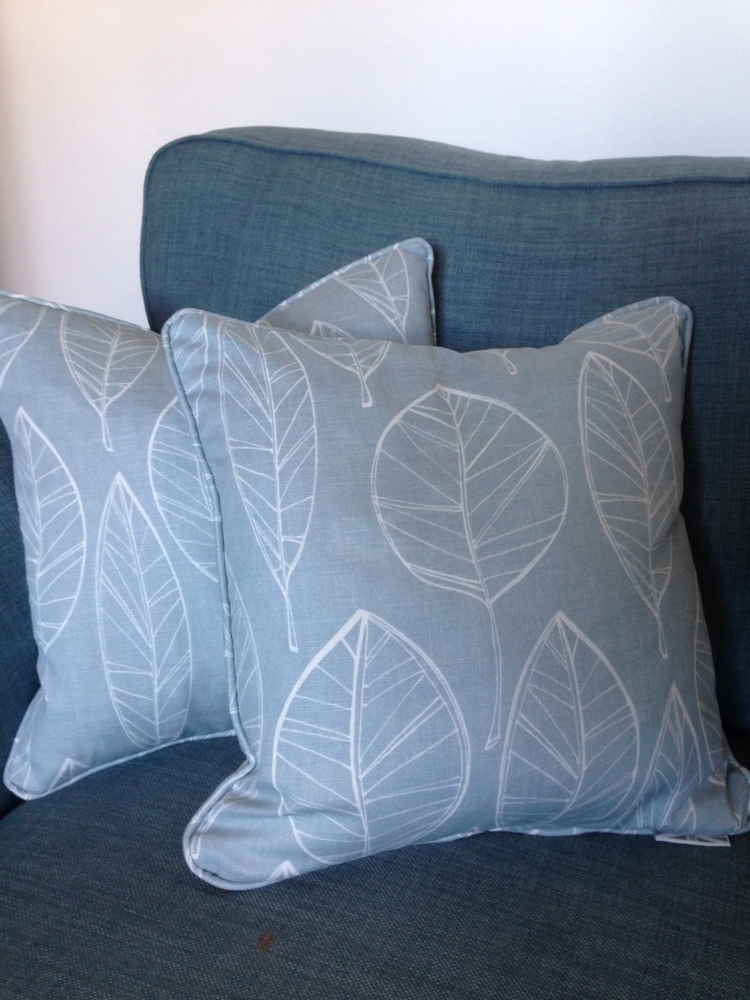 A bit of left over fabric used for two scatter cushions on the sofa