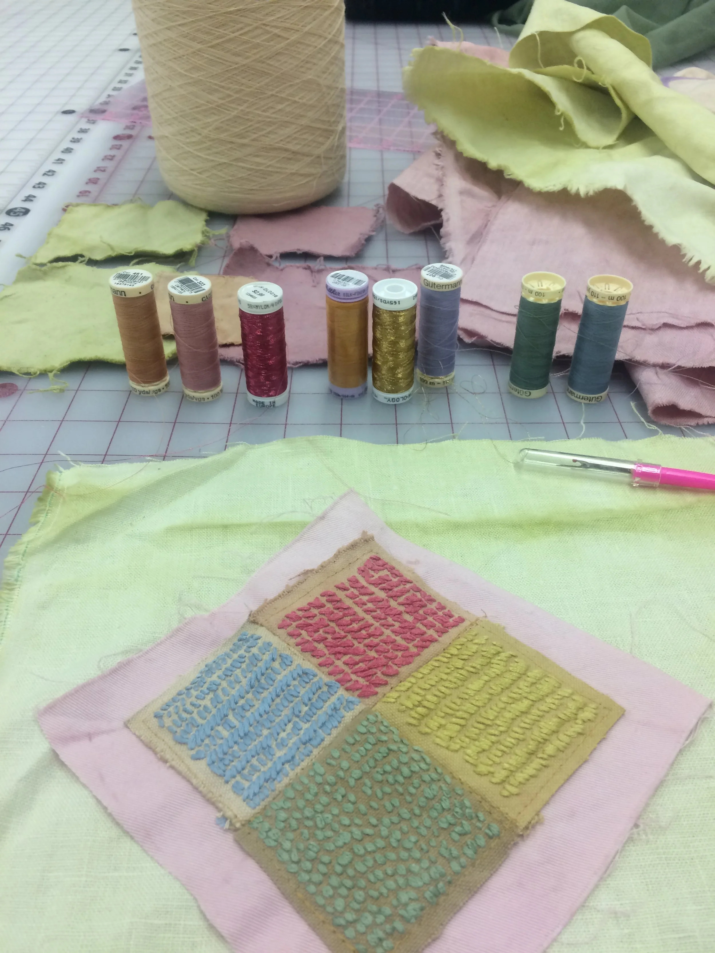  dyed, embroidered garment in progress 