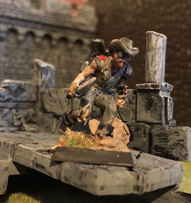 The Wolf doesn&rsquo;t mind the mud, as long as he gets his prey! #meleeworld #melee2083 #postapocalypse #wasteland #gaming #miniature #oklahoma #painting #wolf