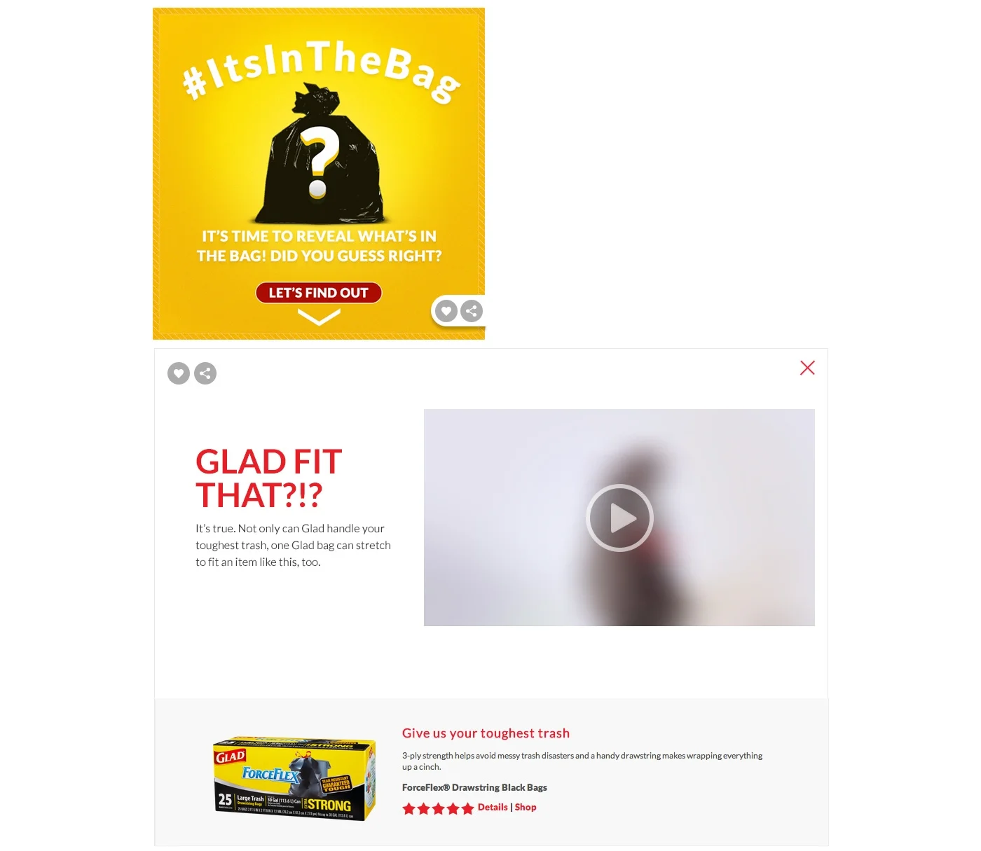 example content: #It'sInTheBag