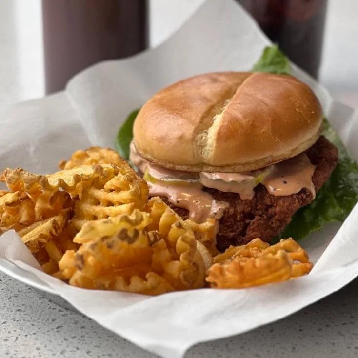 Today&rsquo;s Special: Our Chicken Sandwich + Waffle Fries &amp; Drink. $13.79. Open till 8pm