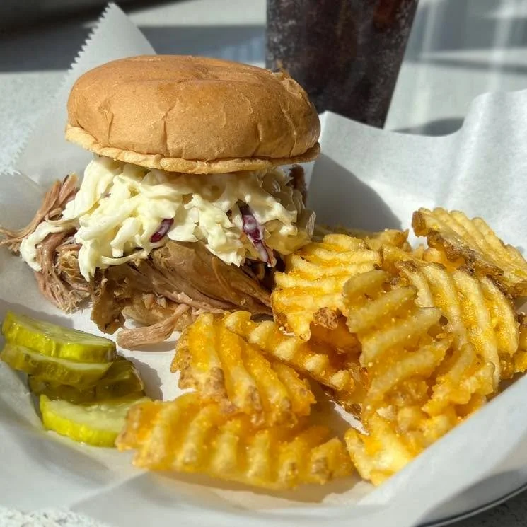 Today&rsquo;s Special: Our Memphis Sandwich. Pulled Pork or Beef Brisket Sandwich topped with Slaw. Get with Waffle Fries &amp; Drink. Open till 8pm.