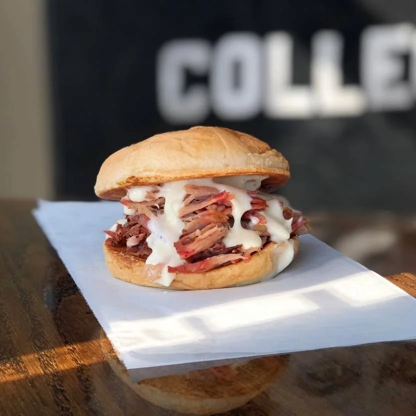 Come grab our Cheesy Pulled Pork Sandwich. Get with waffle fries &amp; Drink. $13.99 Don&rsquo;t forget it&rsquo;s Free Dessert Friday.