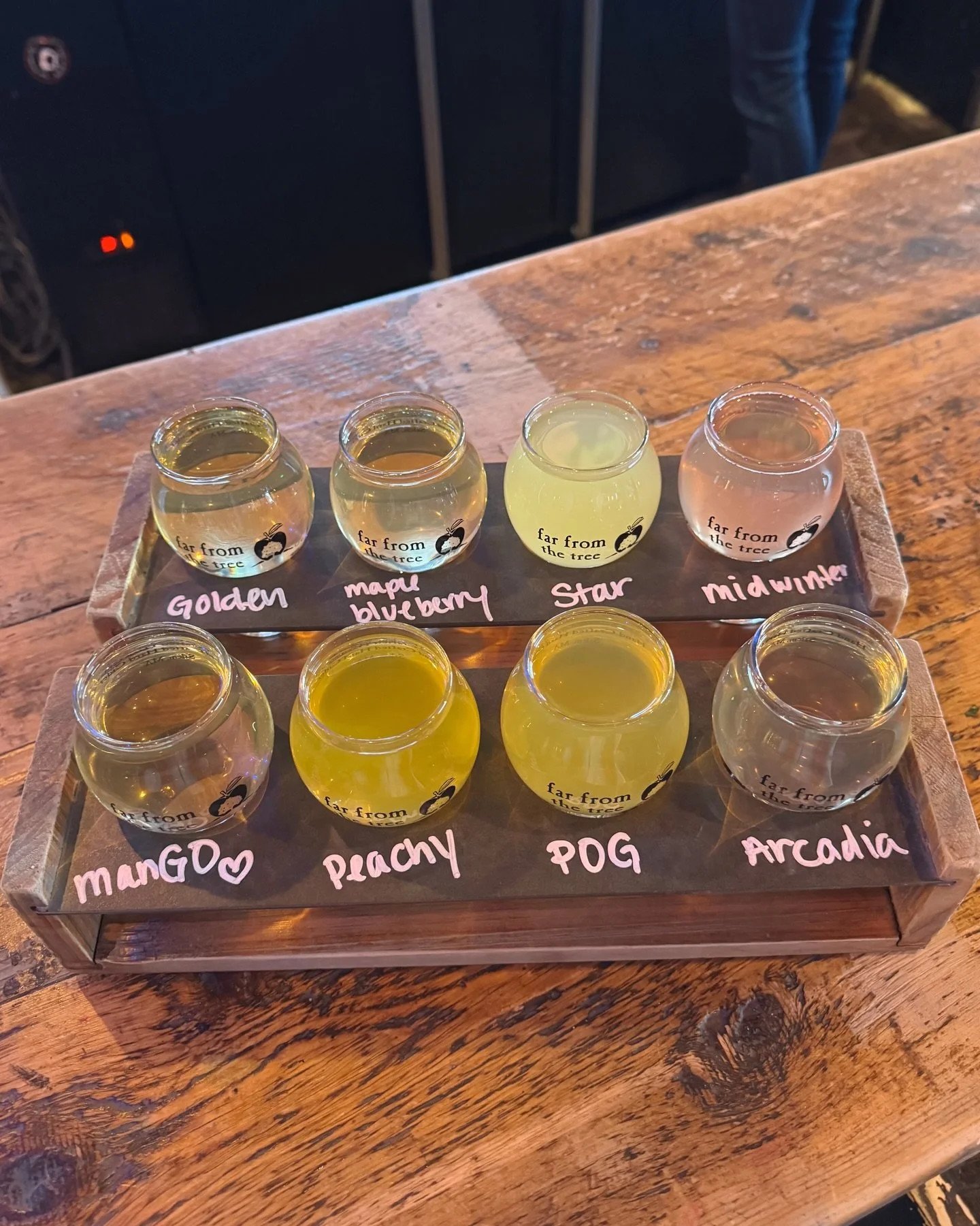 If you&rsquo;ve been meaning to try our Customer Cider Challenge ciders, this is your sign 👀 We have ONE more keg of each on tap today-Sunday! and no pressure to vote this time 😉
Grab a mixed flight to sample a few or go all in with a full pour of 