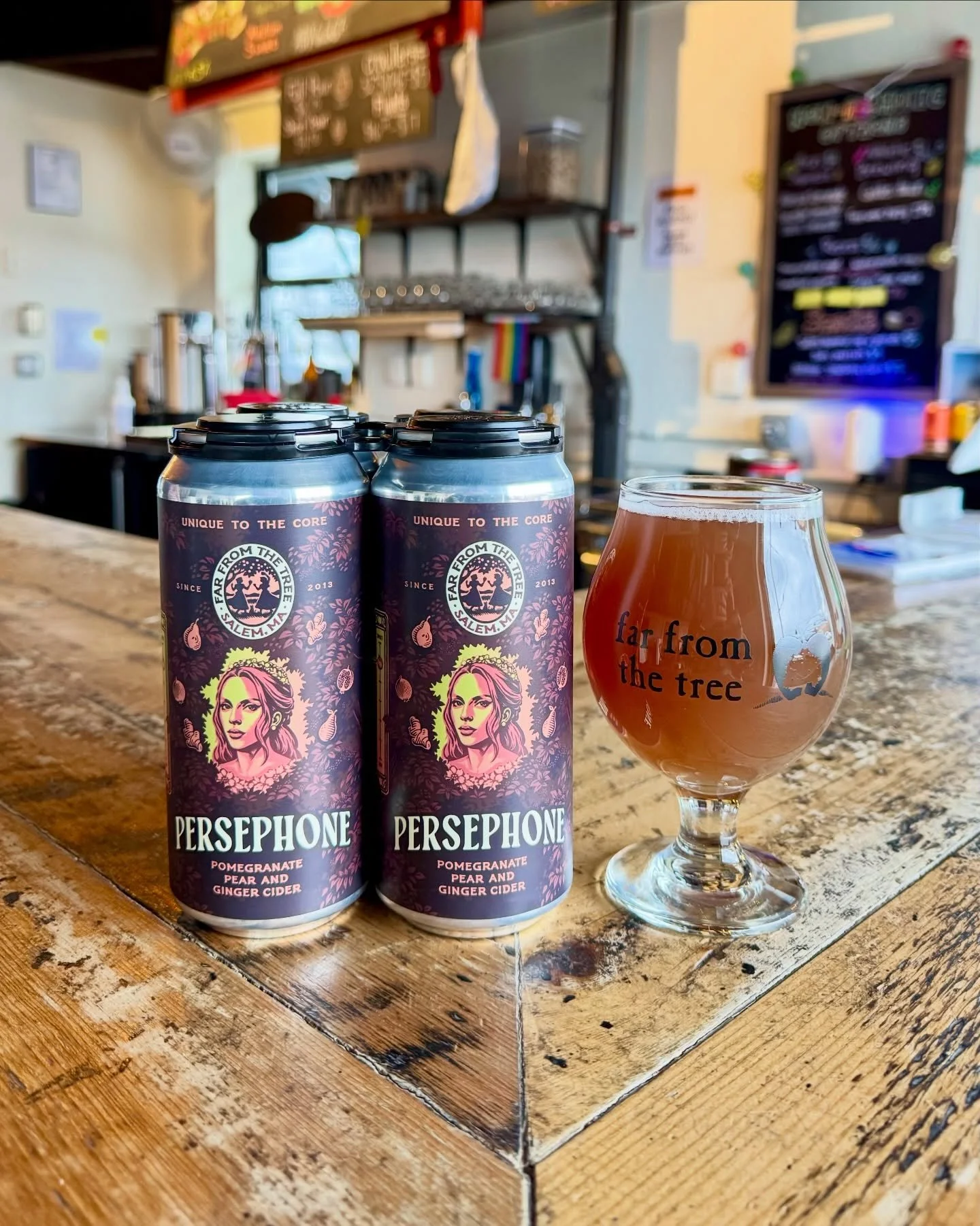 Now pouring: Persephone 🍎💫a balanced blend of pomegranate, pear, and ginger &mdash; lightly tart, subtly sweet, and finished with a gentle spice. Crisp, refreshing, and easy to drink.
Available:
&bull; On draft in the taproom
&bull; To-go in the ta