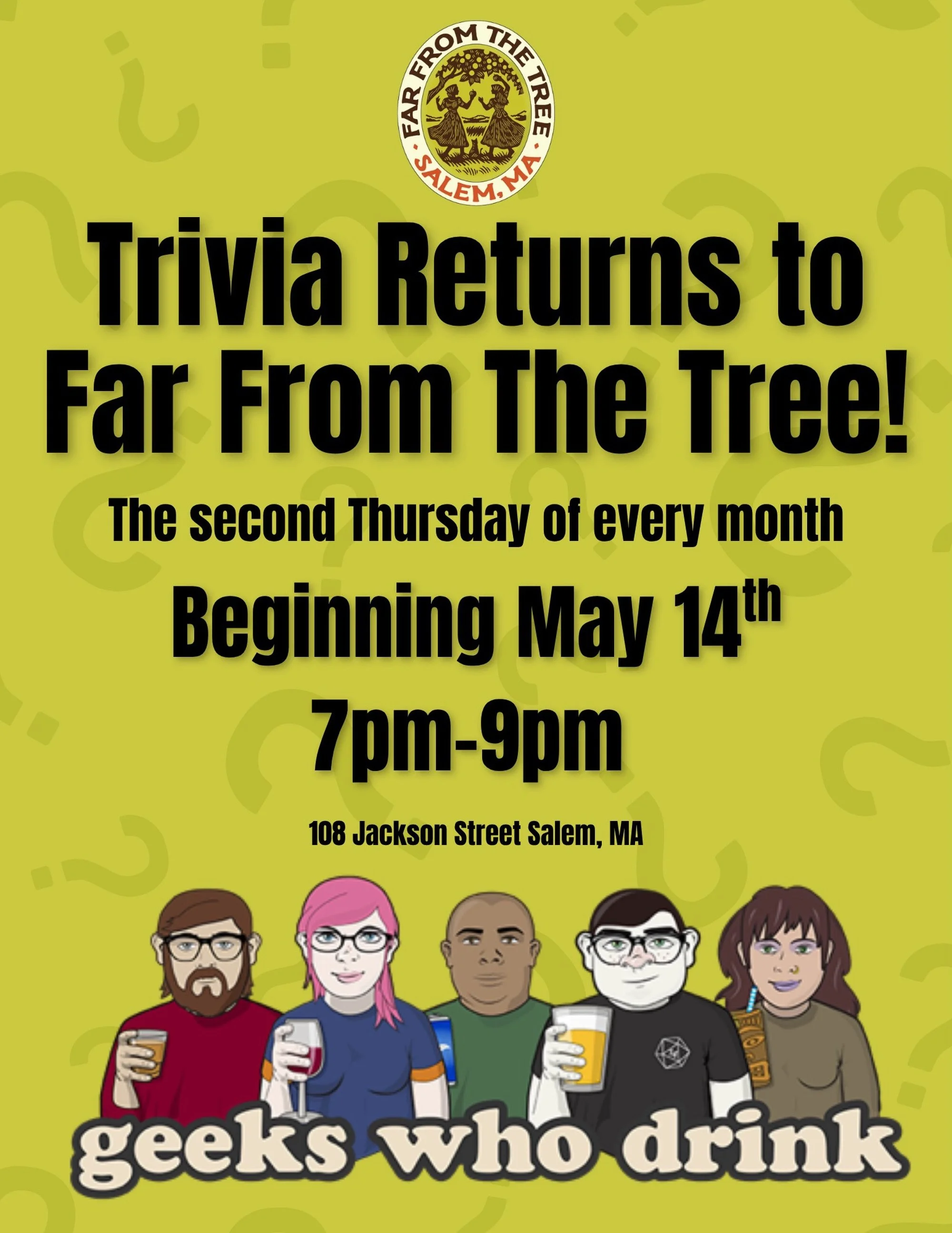 Trivia is officially back at Far From The Tree with Geeks Who Drink! 🍎🍻🧠

📍 Second Thursday of every month
🗓 Beginning May 14
⏰ 7&ndash;9pm
🍎 Cider + trivia = the perfect Thursday night plan

Tag your smartest friend (or the one who thinks they
