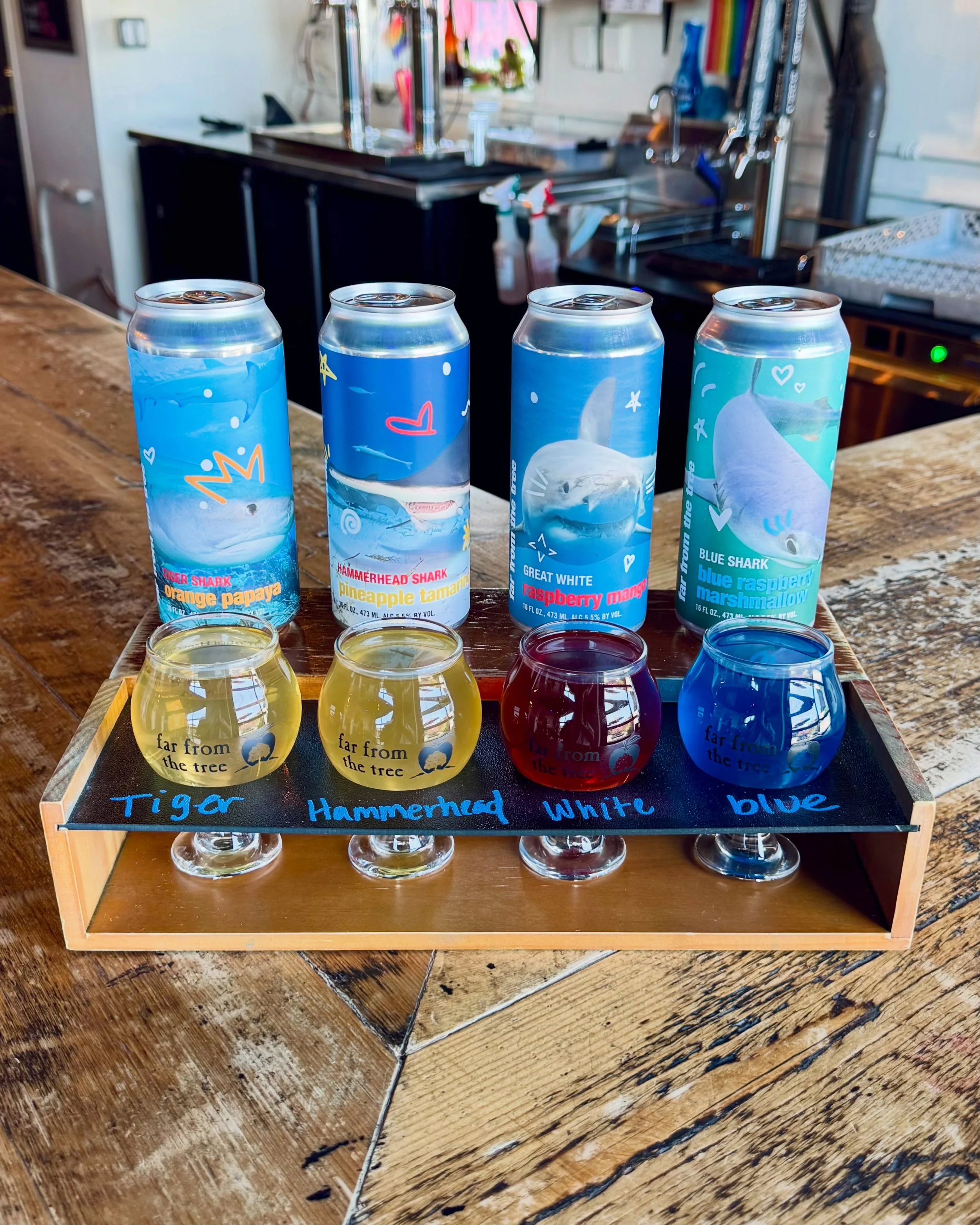 First SHARK sighting of the season! 
Thursday July 9th Shark will be on draft in the taproom! 
Four packs are available now! TO GO in the taproom and on our website to order for shipping, while supplies last!

Tiger Shark - Orange + Papaya
Hammerhead
