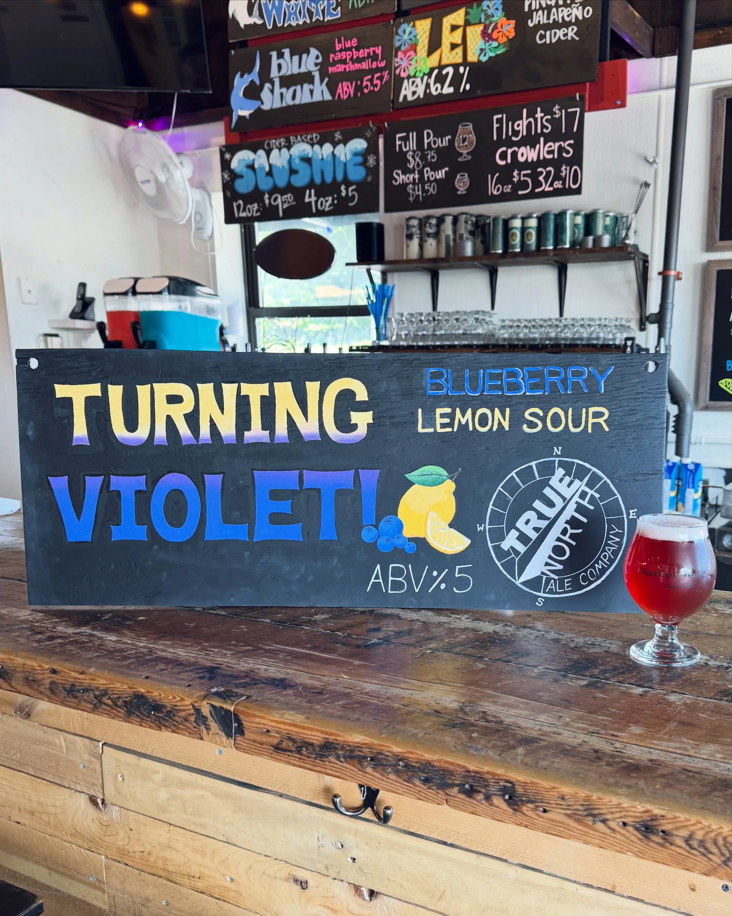 NEW BEER ON DRAFT! From our friends @truenorthales Turning Violet! A Blueberry Sour with Meyer Lemon

Fermented with blueberry and Meyer lemon pur&eacute;es to produce bright flavors of blueberry lemonade and blueberry pastry. Pleasantly tart with a 