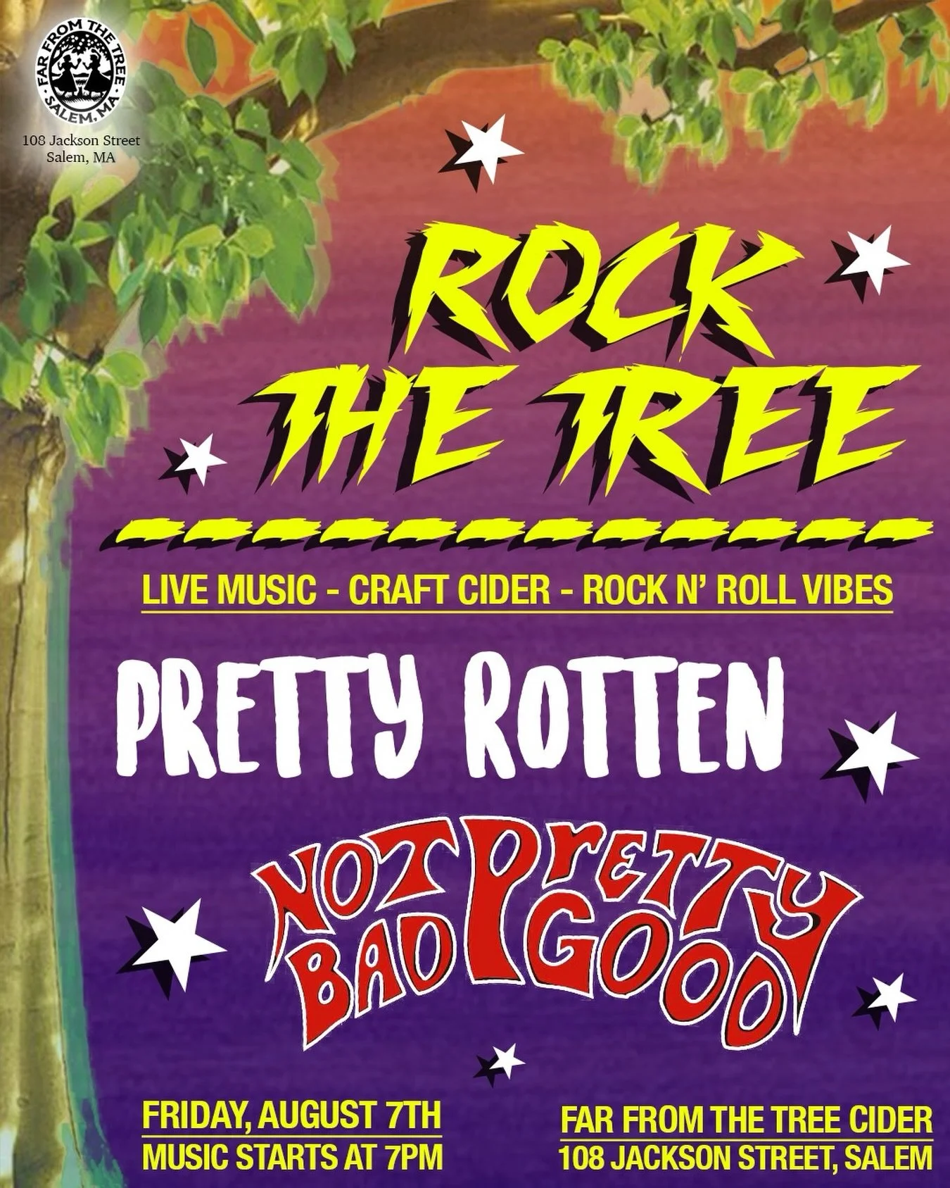 🍎⚡7pm this Friday, August 7th! @prettyrotten @not.bad.pretty.good bring the soundtrack for a night of live music, cold drinks and good vibes!

🍻 hard cider,  beer and wine 🍷
🎶 music starts at 7 PM
📍 108 Jackson St, Salem
See you in the taproom! 