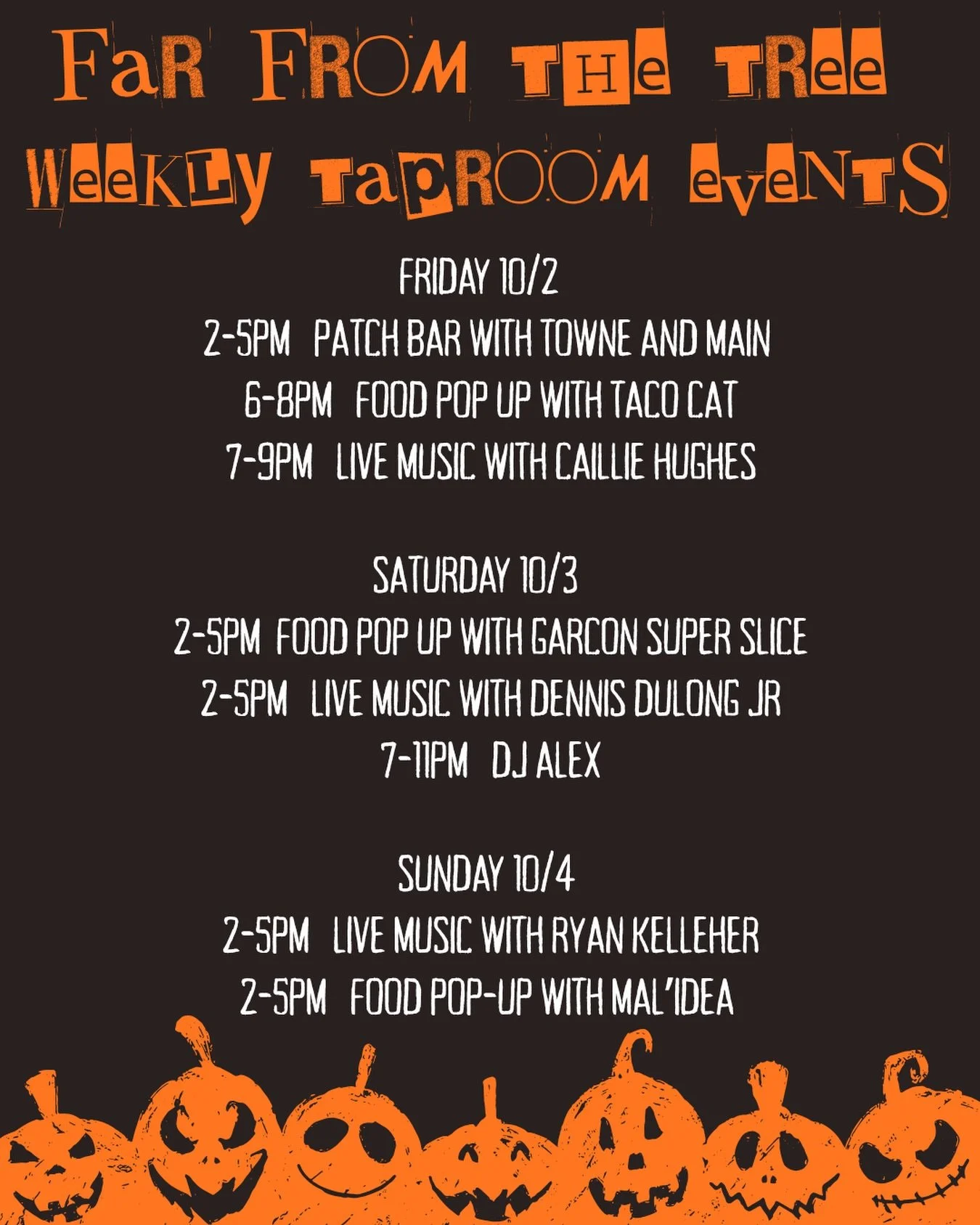FFTT Taproom events this weekend!