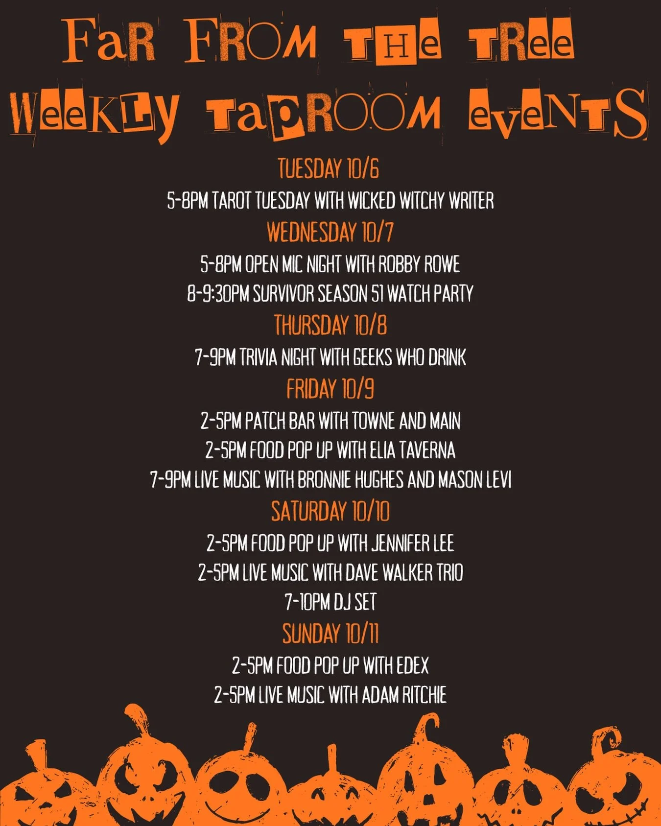 This week&rsquo;s fftt taproom events!