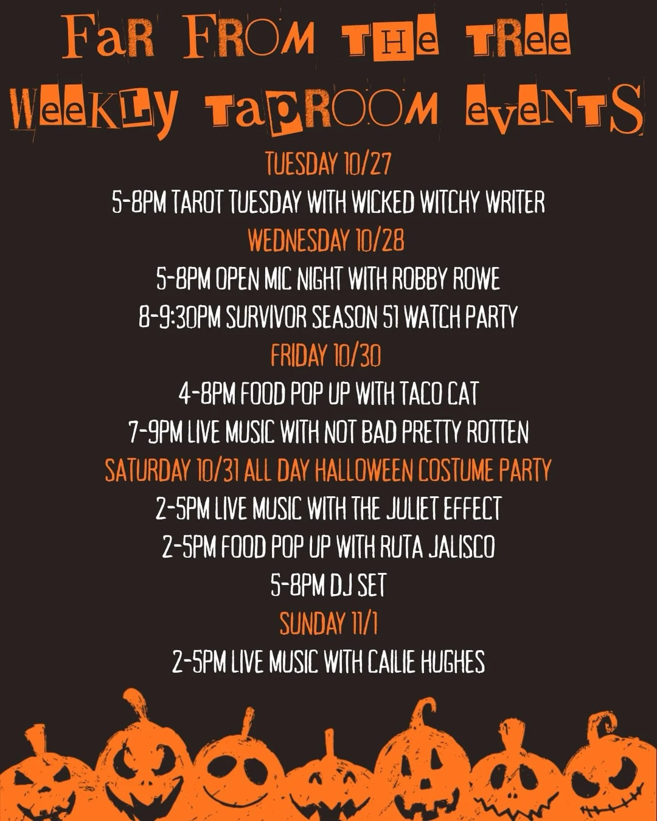 Happy Halloween! FFTT events this week
