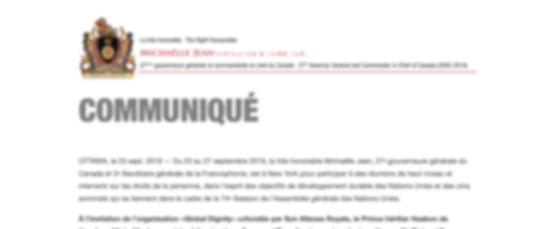 La très honorable Michaëlle Jean à la 74e Session de l’Assemblée générale de l’ONU