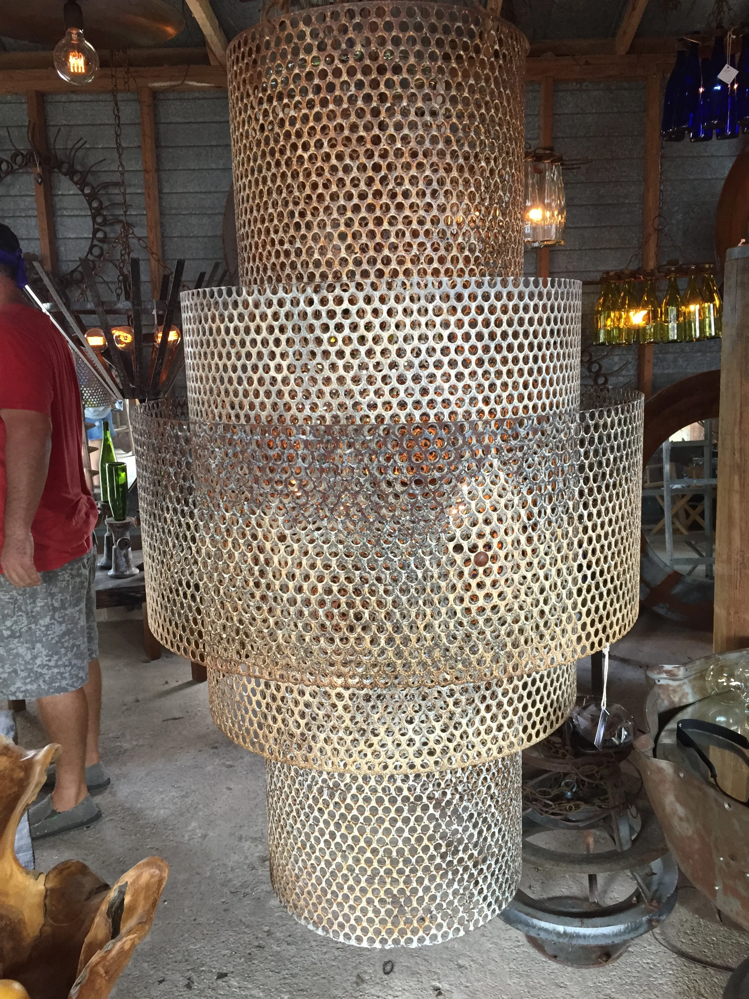 Huge welded metal chandelier