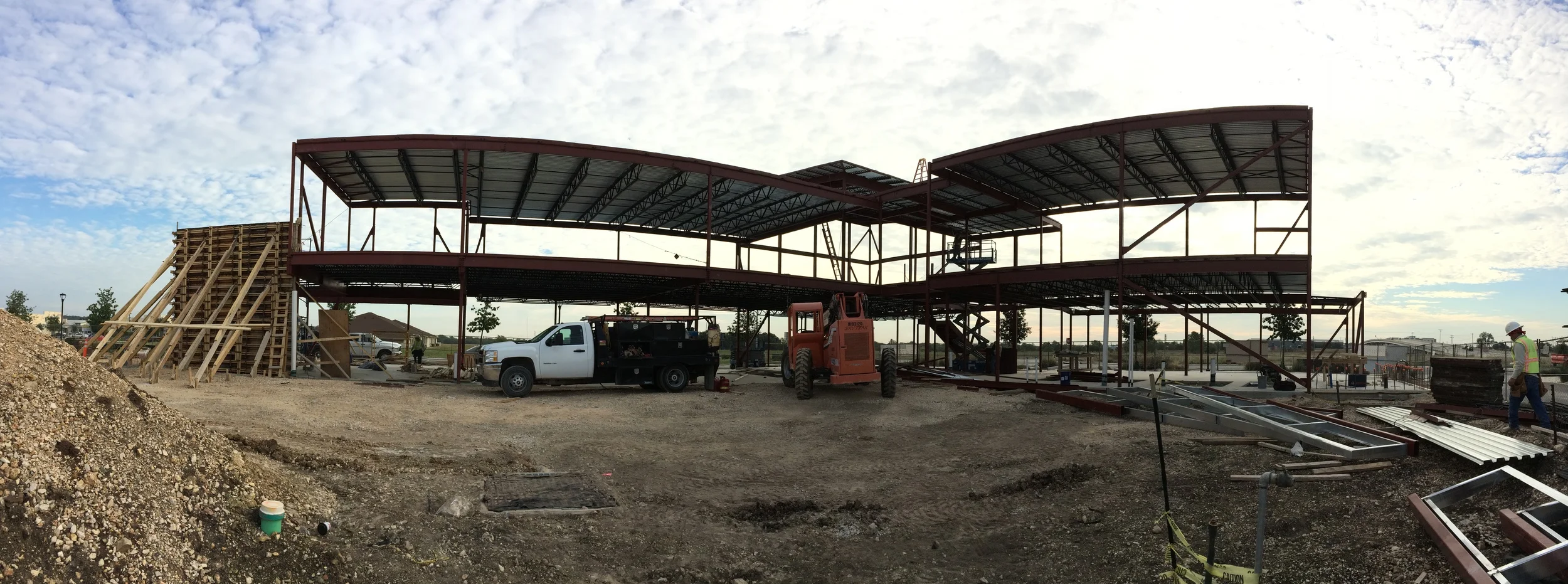 View from the back of the building with steel nearly complete.