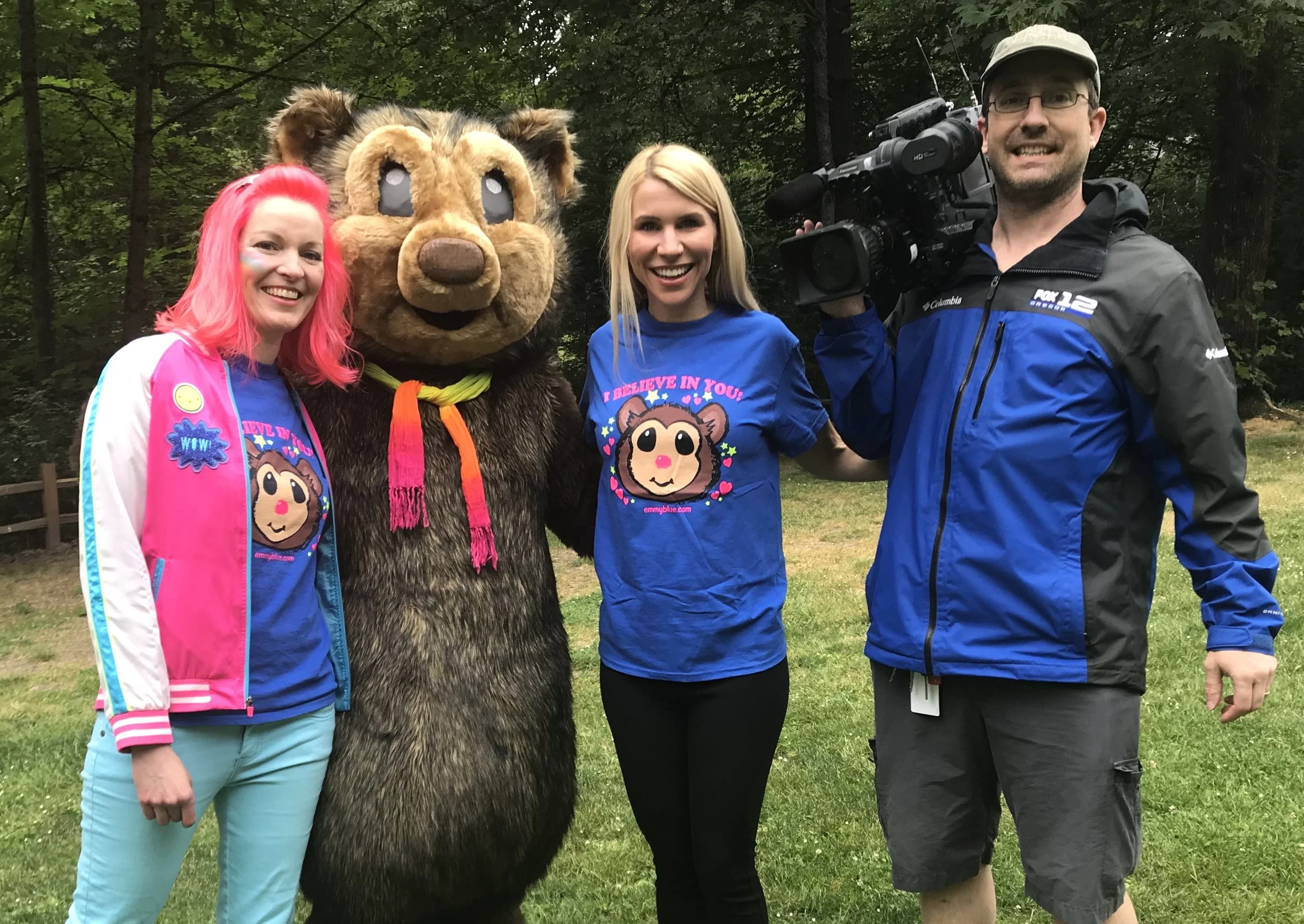 Emmy Blue, the Squatchie and Stephanie Kralevich from FOX 12