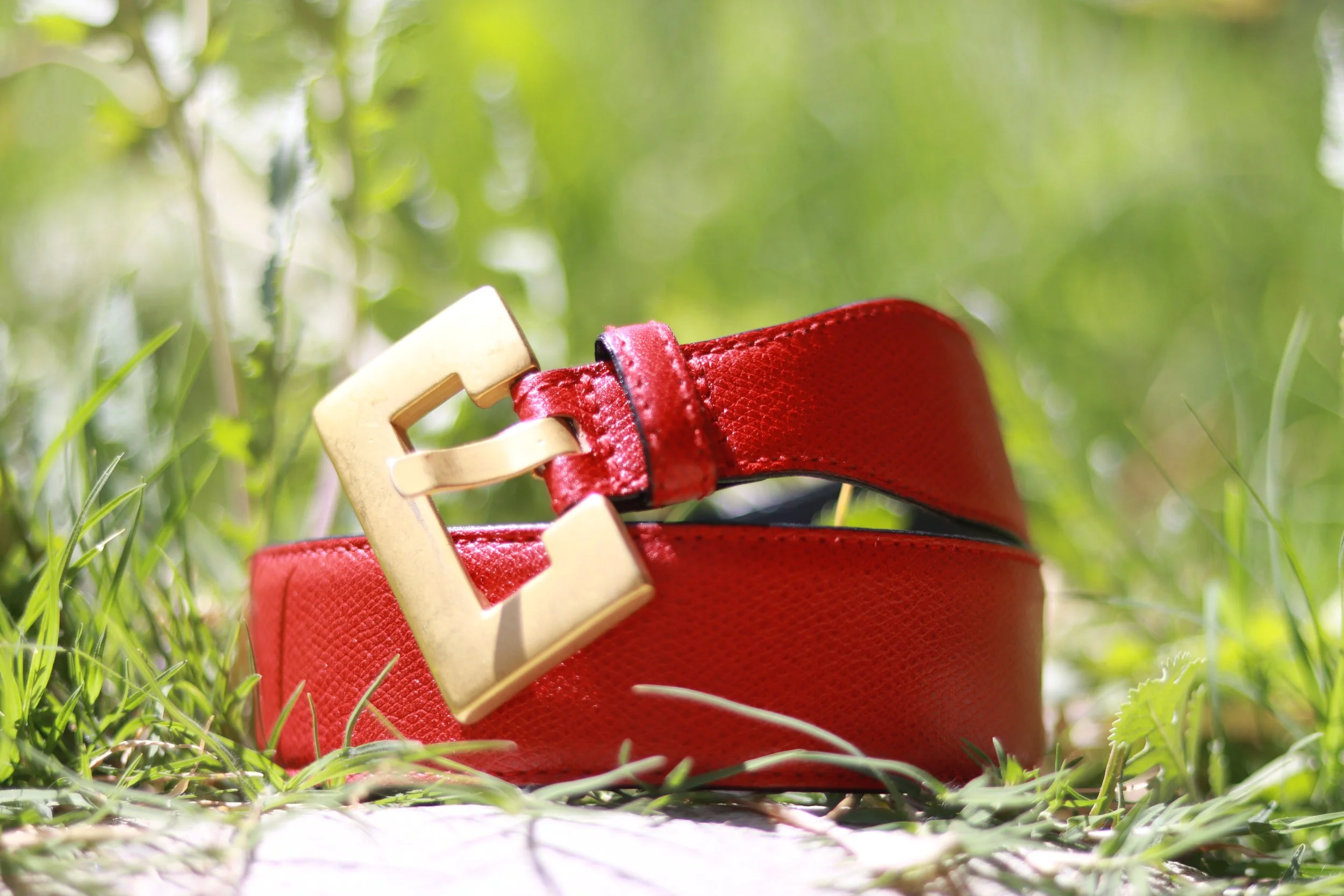 ESCADA Leather Belt Red & Gold