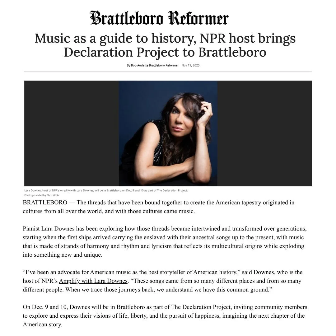 Thank you to the @brattlebororeformer for this preview of my musical conversation with Jill Lepore on December 10 at @retreatfarm in Brattleboro, VT, exploring 250 years of American history through music for @npr 🇺🇸
This event is a benefit for @ver